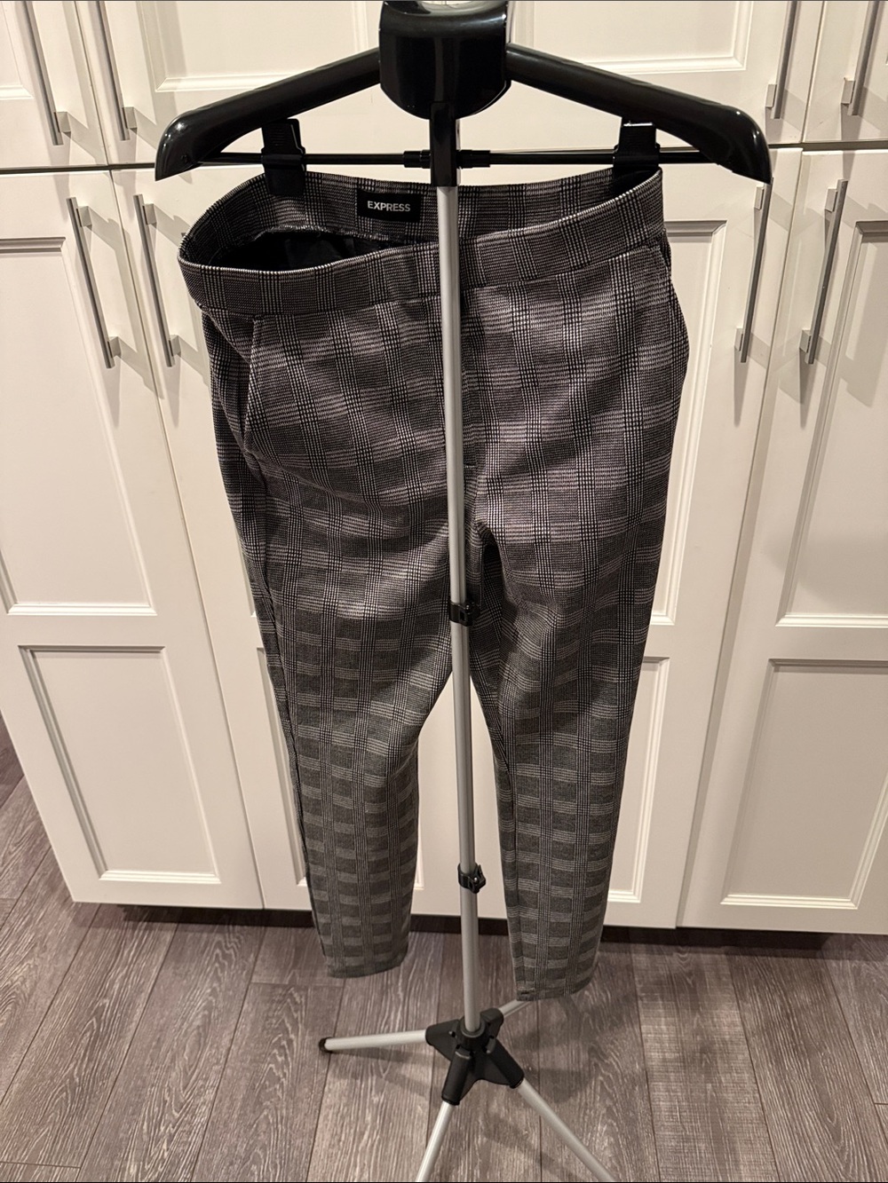 Express Gray Plaid Slim Ankle Pants